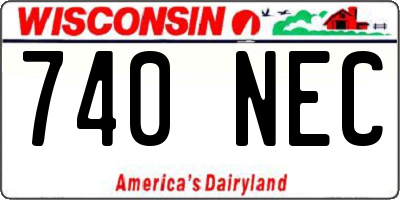 WI license plate 740NEC