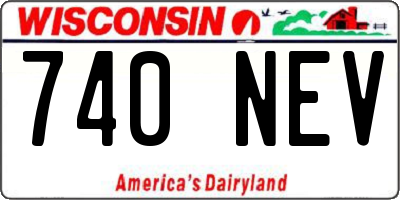 WI license plate 740NEV