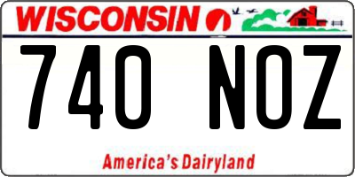 WI license plate 740NOZ