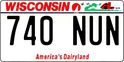 WI license plate 740NUN