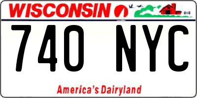 WI license plate 740NYC