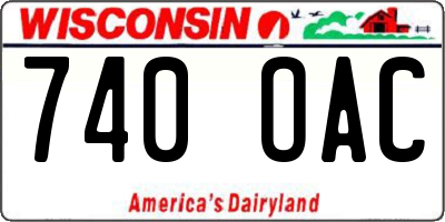 WI license plate 740OAC