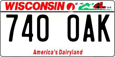 WI license plate 740OAK