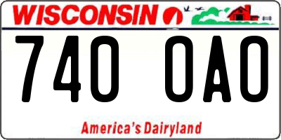 WI license plate 740OAO