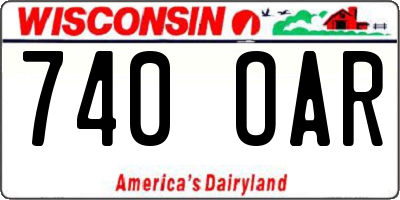 WI license plate 740OAR