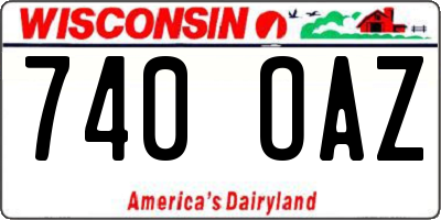 WI license plate 740OAZ