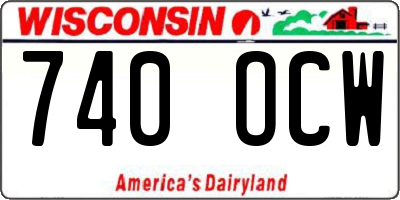 WI license plate 740OCW