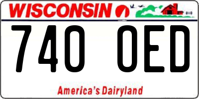 WI license plate 740OED
