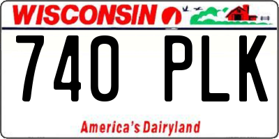 WI license plate 740PLK