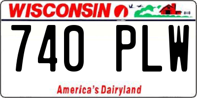WI license plate 740PLW