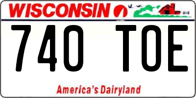 WI license plate 740TOE