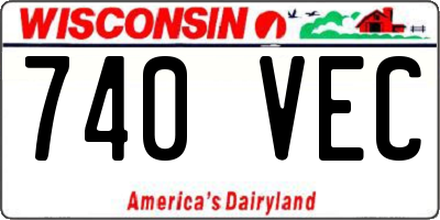 WI license plate 740VEC