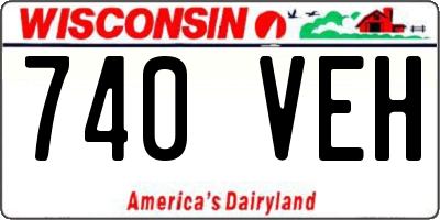 WI license plate 740VEH