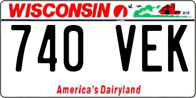 WI license plate 740VEK