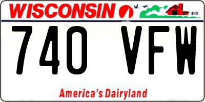 WI license plate 740VFW
