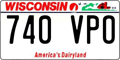 WI license plate 740VPO