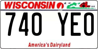 WI license plate 740YEO