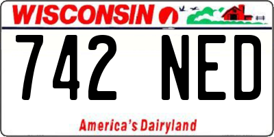 WI license plate 742NED