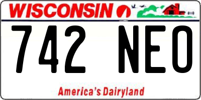 WI license plate 742NEO