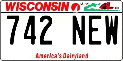 WI license plate 742NEW
