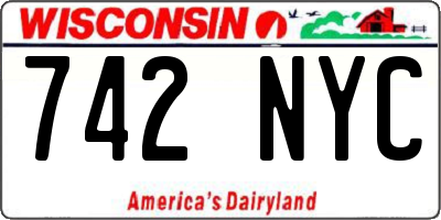 WI license plate 742NYC