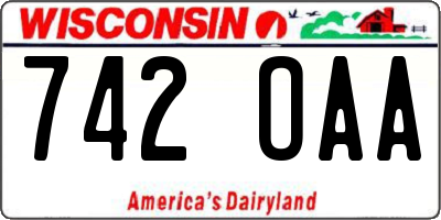 WI license plate 742OAA