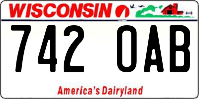 WI license plate 742OAB