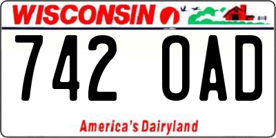 WI license plate 742OAD