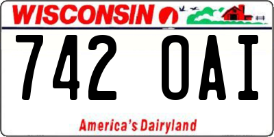 WI license plate 742OAI