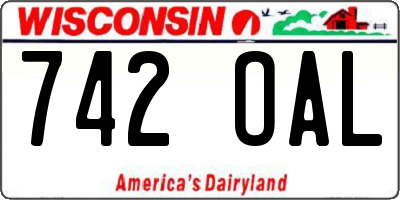 WI license plate 742OAL