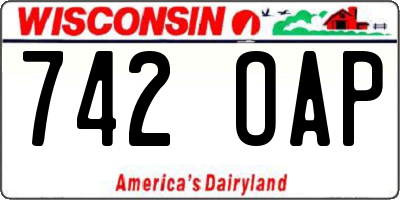WI license plate 742OAP