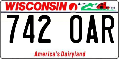 WI license plate 742OAR