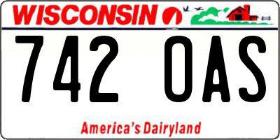 WI license plate 742OAS