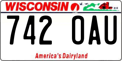 WI license plate 742OAU