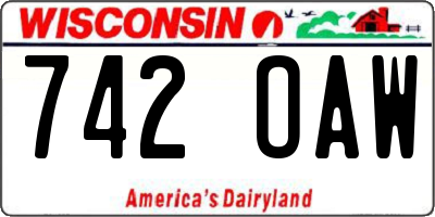 WI license plate 742OAW