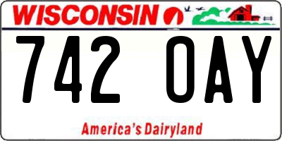 WI license plate 742OAY