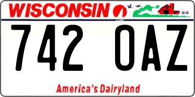 WI license plate 742OAZ