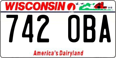 WI license plate 742OBA