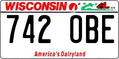 WI license plate 742OBE
