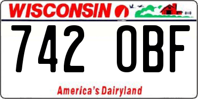 WI license plate 742OBF