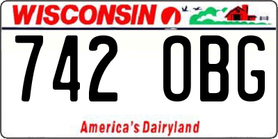 WI license plate 742OBG