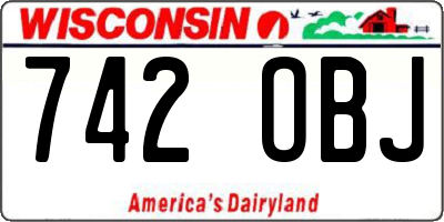 WI license plate 742OBJ