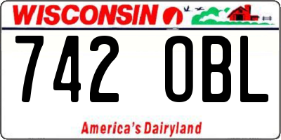 WI license plate 742OBL