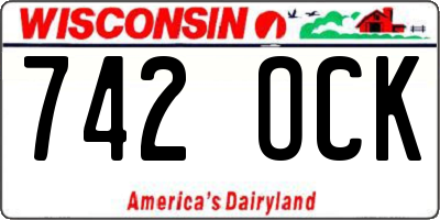 WI license plate 742OCK