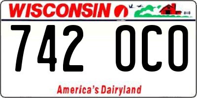 WI license plate 742OCO