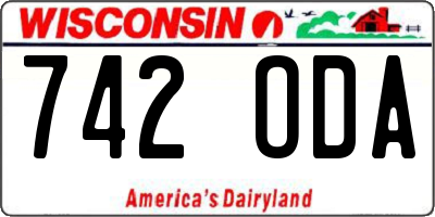 WI license plate 742ODA