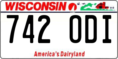 WI license plate 742ODI