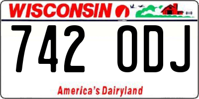 WI license plate 742ODJ