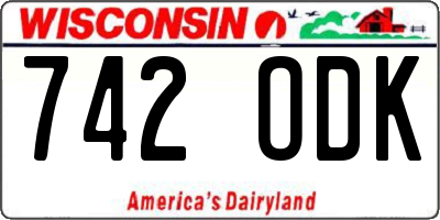 WI license plate 742ODK