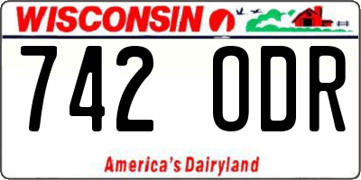 WI license plate 742ODR